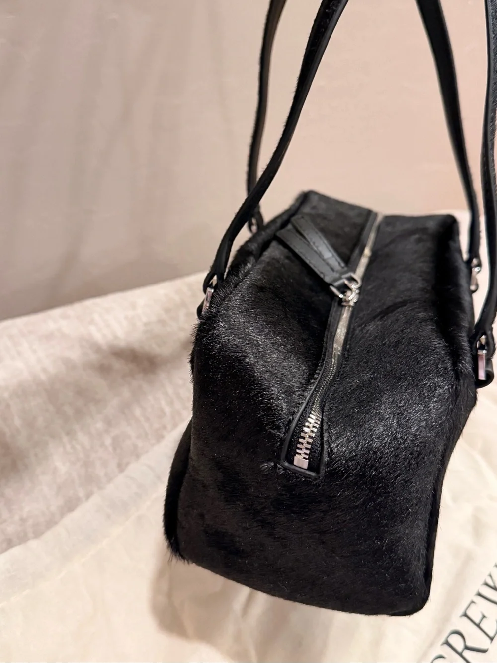 NWT J. Crew Black Delphine shoulder bag in calf hair #061